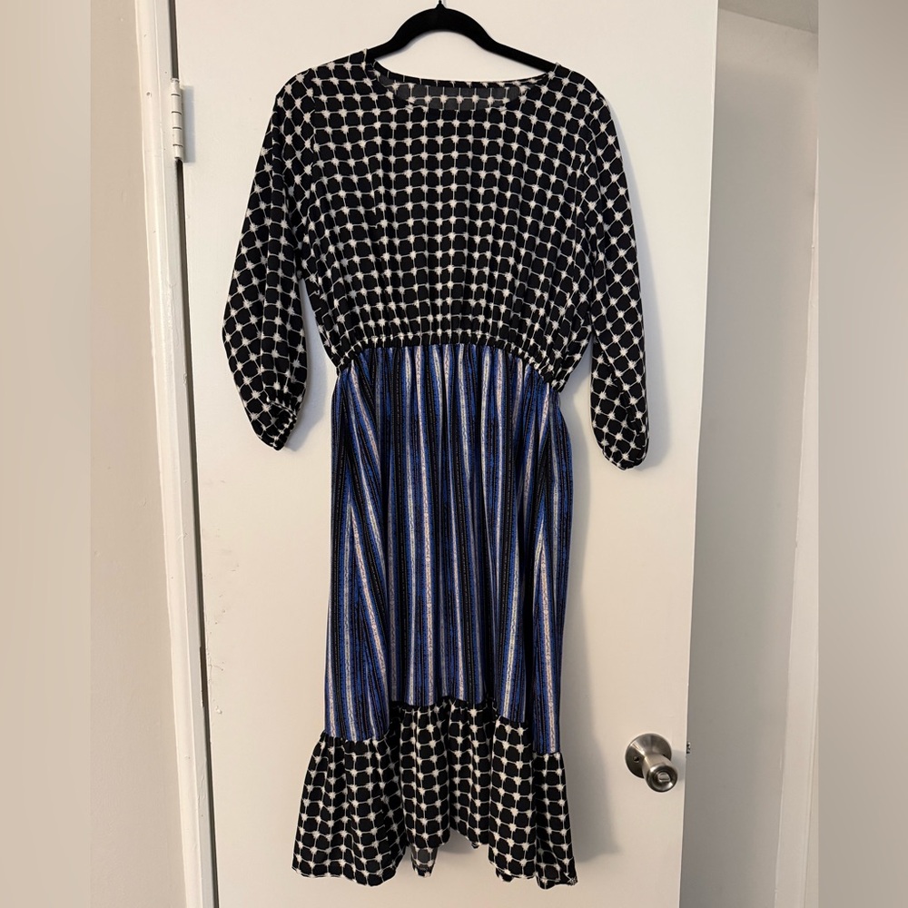 Zenith Black and Blue Geometric Dress